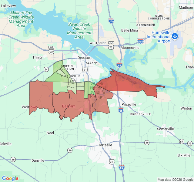 Map of septic coverage in Decatur, AL