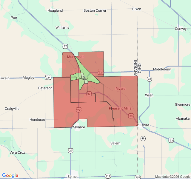Map of septic coverage in Decatur, IN