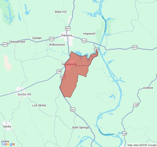 Map of septic coverage in Decaturville, TN