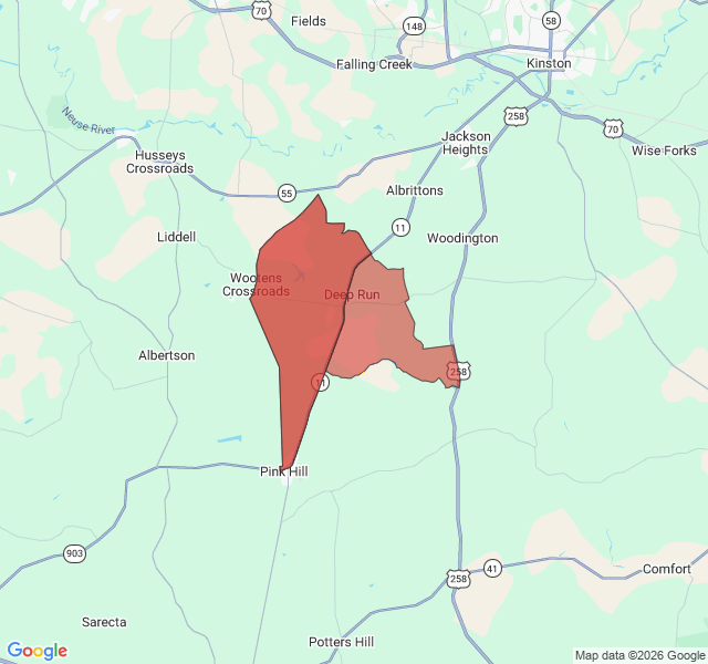 Map of septic coverage in Deep Run, NC