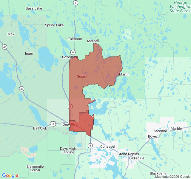 Map of septic coverage in Deer River, MN