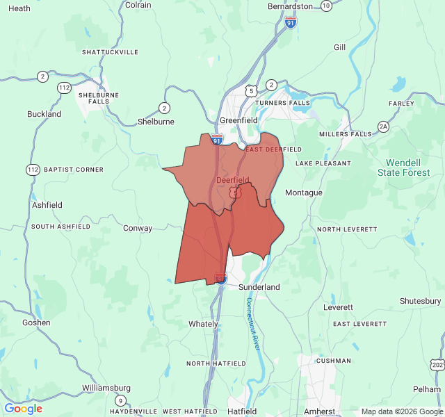 Map of septic coverage in Deerfield, MA