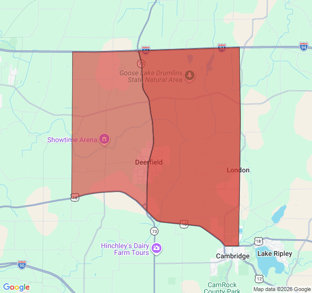 Map of septic coverage in Deerfield, WI