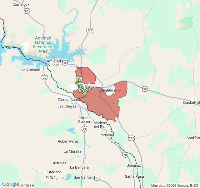 Map of septic coverage in Del Rio, TX