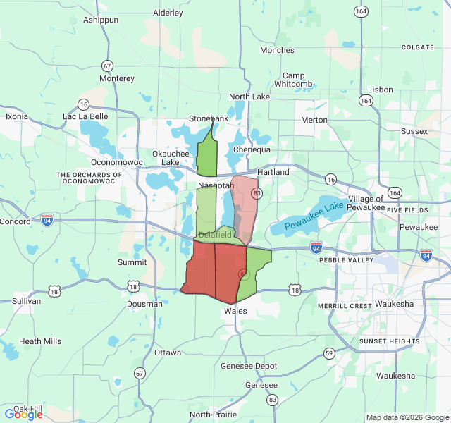 Map of septic coverage in Delafield, WI