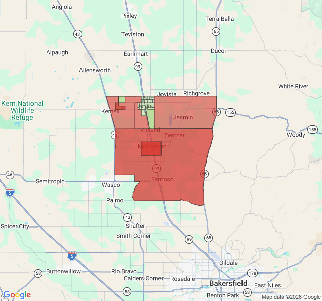 Map of septic coverage in Delano, CA