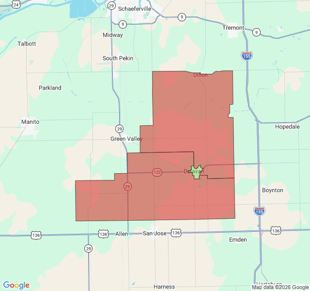 Map of septic coverage in Delavan, IL
