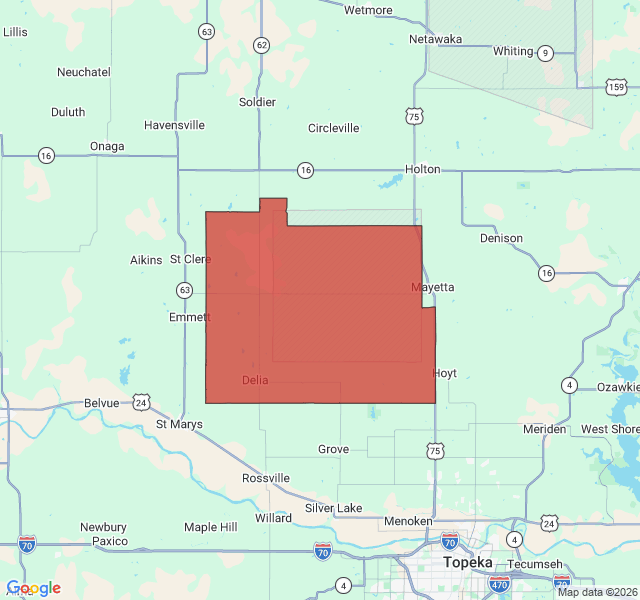Map of septic coverage in Delia, KS