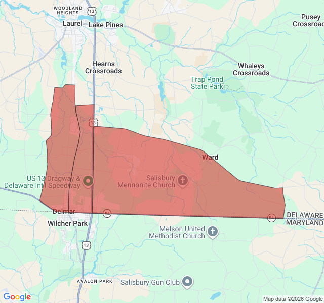 Map of septic coverage in Delmar, DE