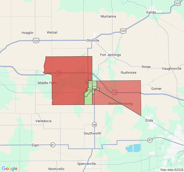 Map of septic coverage in Delphos, OH
