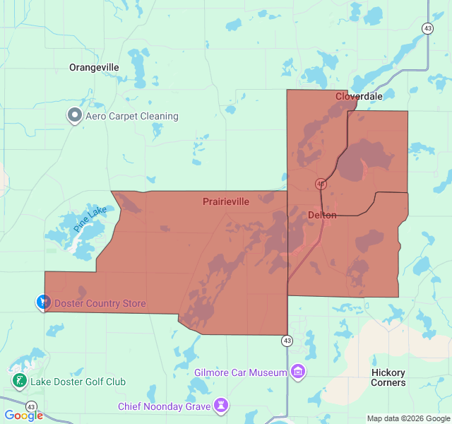 Map of septic coverage in Delton, MI