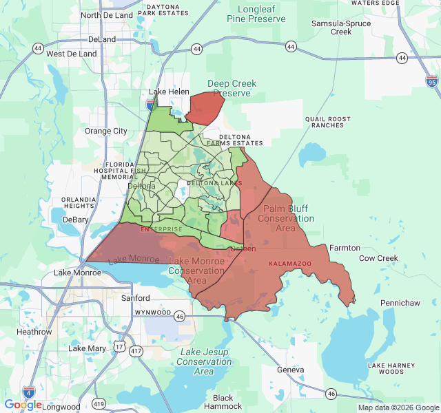 Map of septic coverage in Deltona, FL