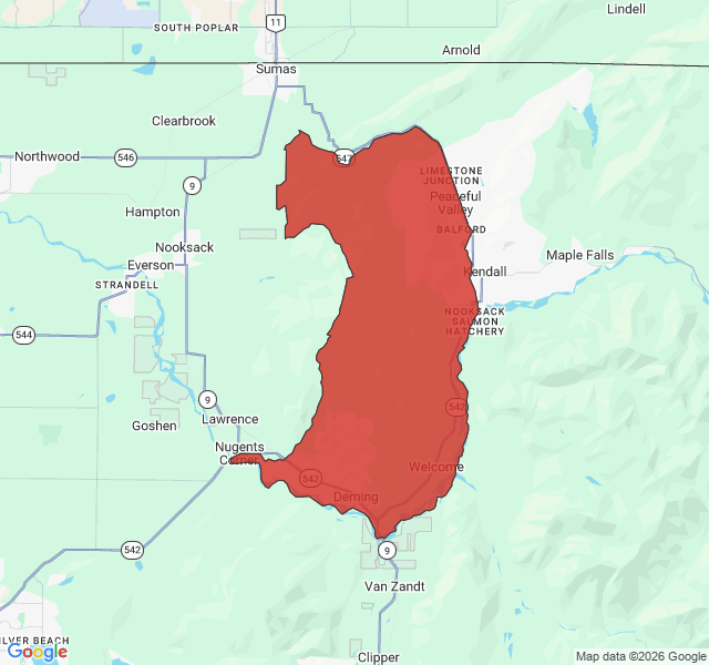 Map of septic coverage in Deming, WA