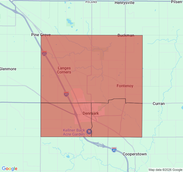 Map of septic coverage in Denmark, WI