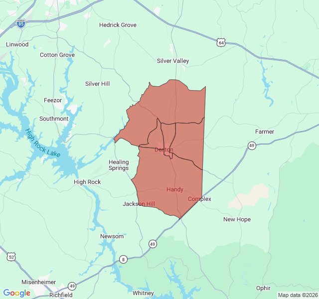 Map of septic coverage in Denton, NC