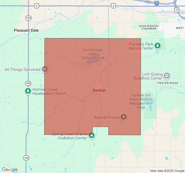 Map of septic coverage in Denton, NE