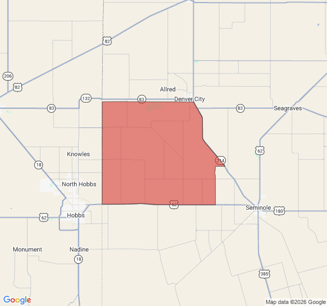 Map of septic coverage in Denver City, TX