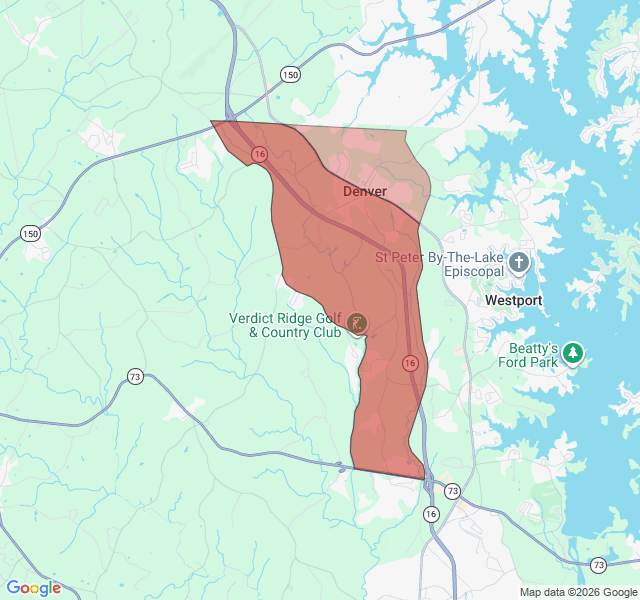 Map of septic coverage in Denver, NC