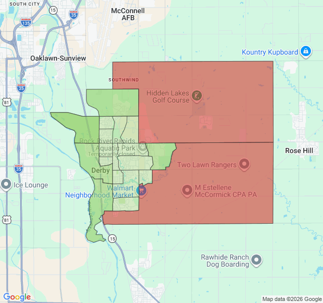 Map of septic coverage in Derby, KS