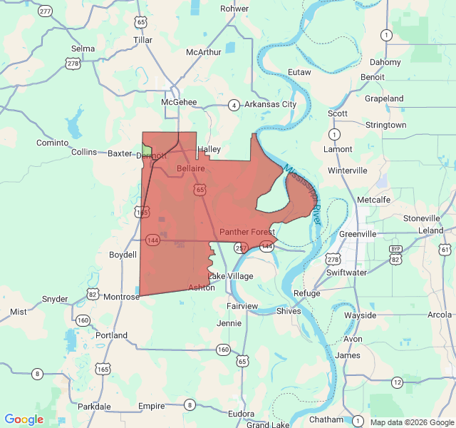 Map of septic coverage in Dermott, AR