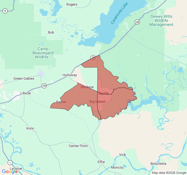 Map of septic coverage in Deville, LA