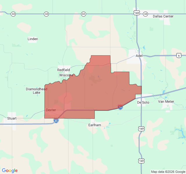 Map of septic coverage in Dexter, IA