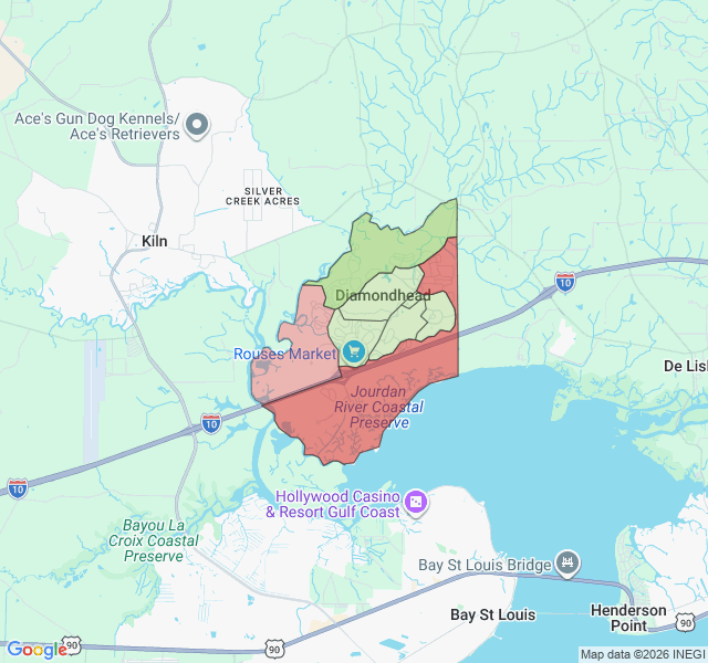 Map of septic coverage in Diamondhead, MS
