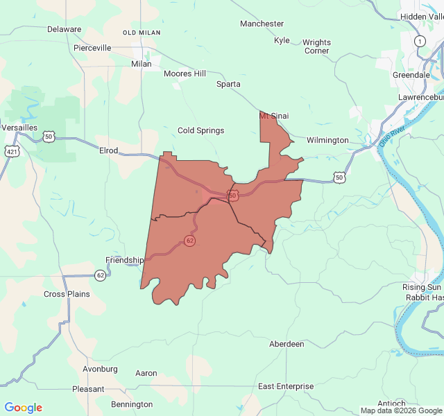 Map of septic coverage in Dillsboro, IN