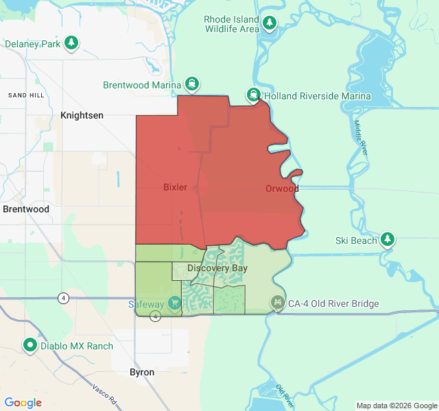 Map of septic coverage in Discovery Bay, CA