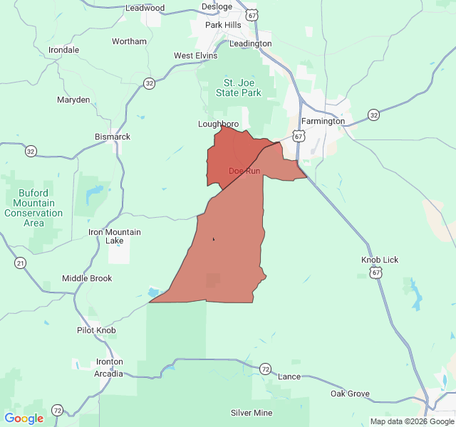 Map of septic coverage in Doe Run, MO
