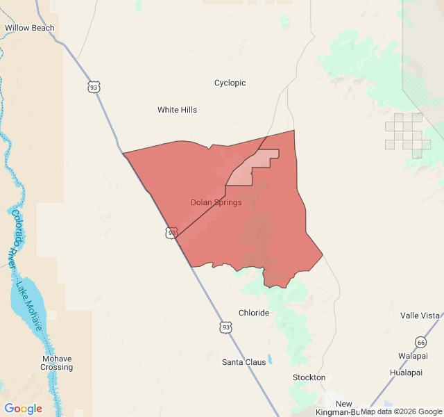 Map of septic coverage in Dolan Springs, AZ
