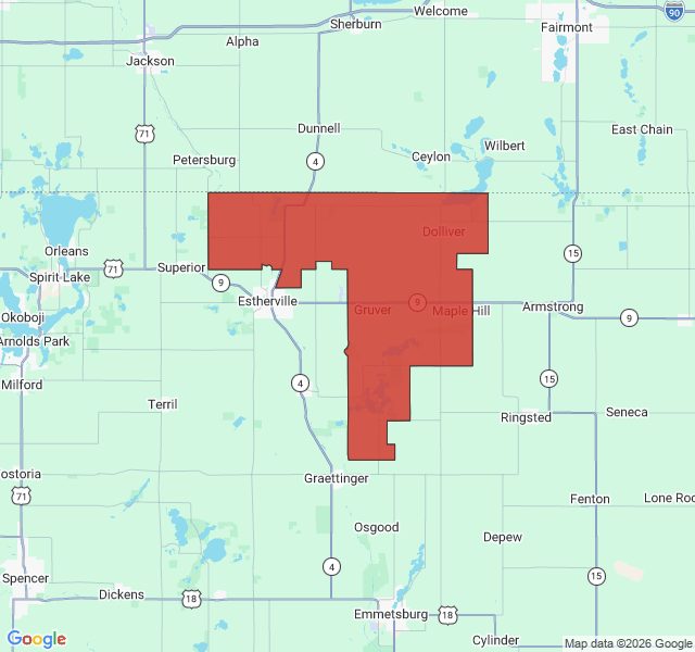 Map of septic coverage in Dolliver, IA