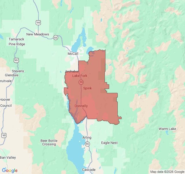 Map of septic coverage in Donnelly, ID