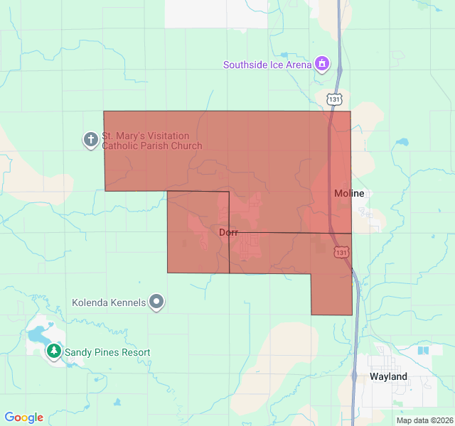 Map of septic coverage in Dorr, MI