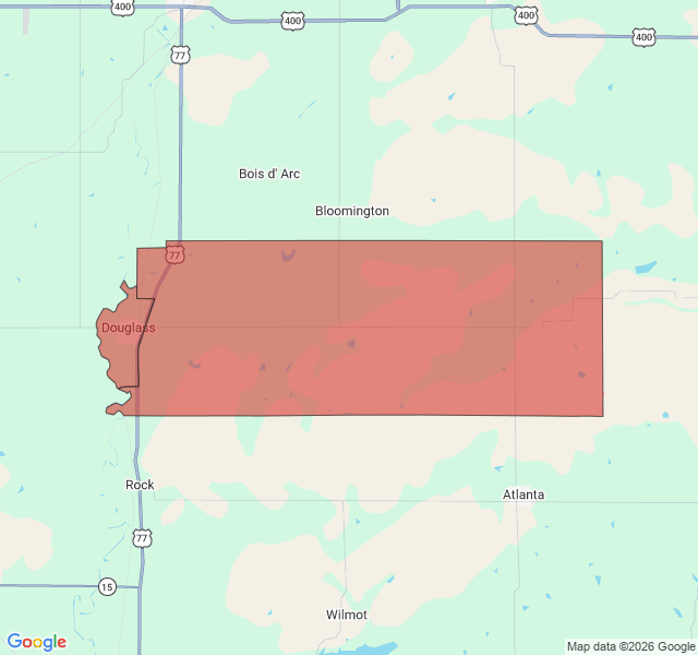 Map of septic coverage in Douglass, KS