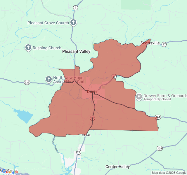 Map of septic coverage in Dover, AR