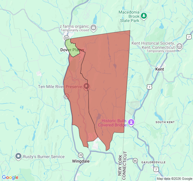 Map of septic coverage in Dover Plains, NY