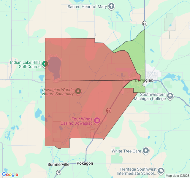 Map of septic coverage in Dowagiac, MI