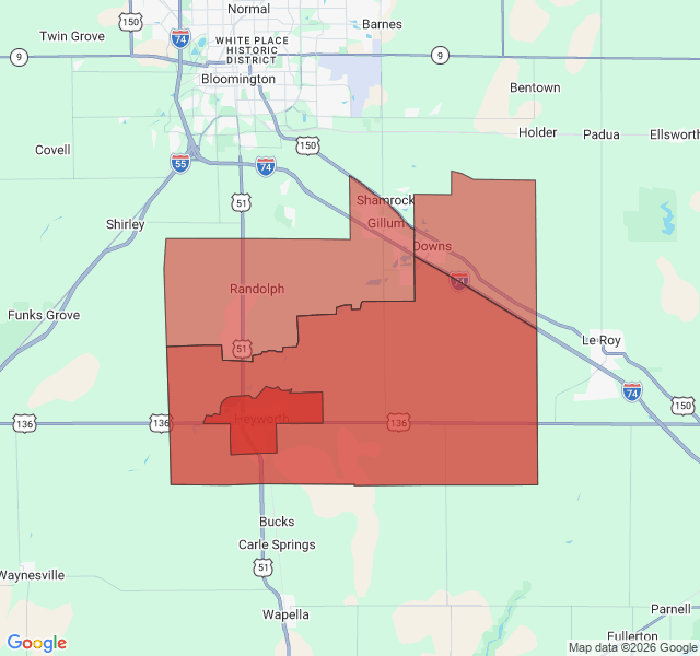 Map of septic coverage in Downs, IL