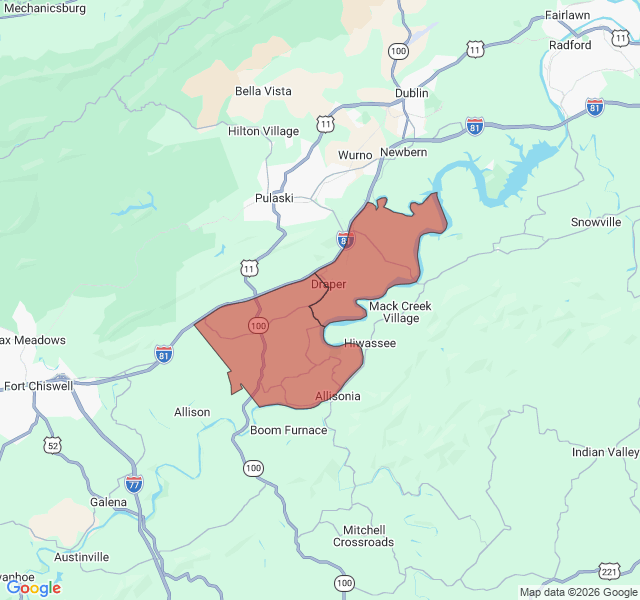 Map of septic coverage in Draper, VA