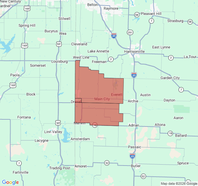 Map of septic coverage in Drexel, MO