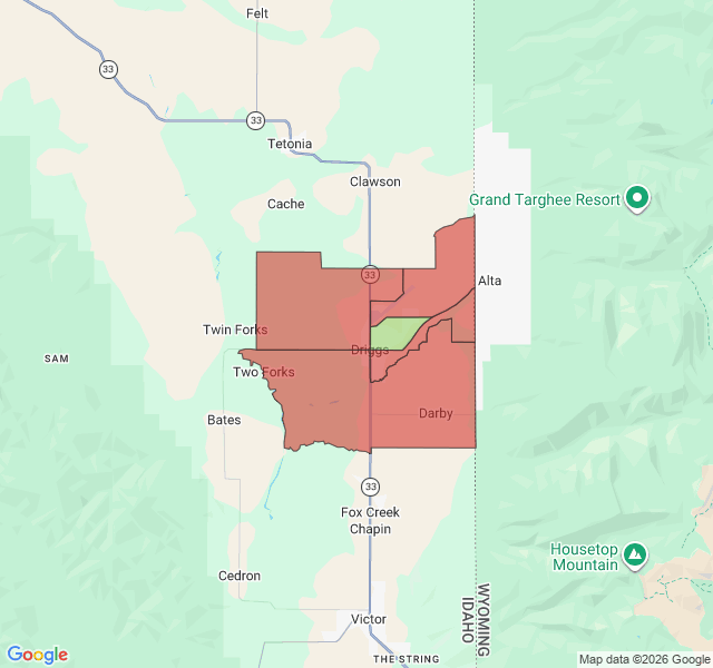 Map of septic coverage in Driggs, ID