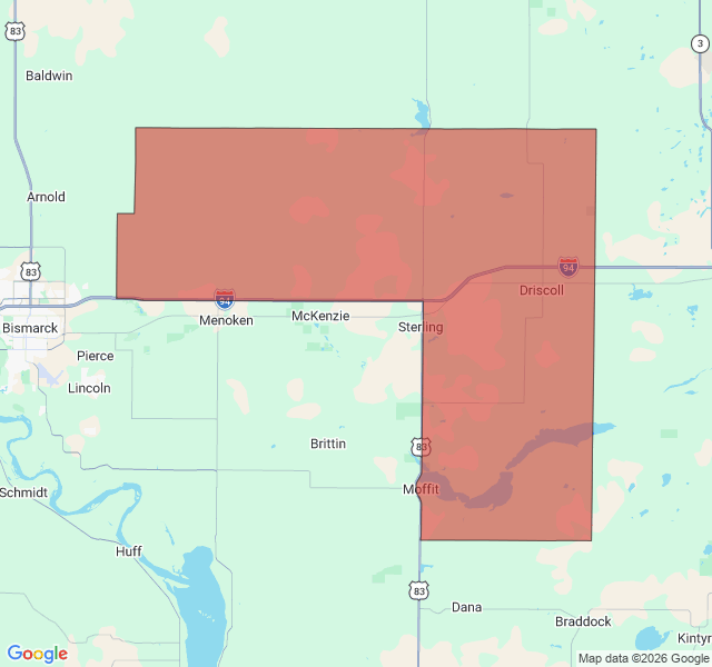 Map of septic coverage in Driscoll, ND