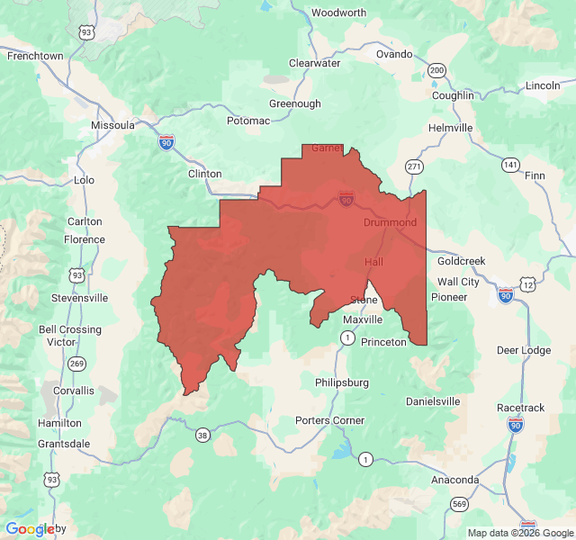 Map of septic coverage in Drummond, MT