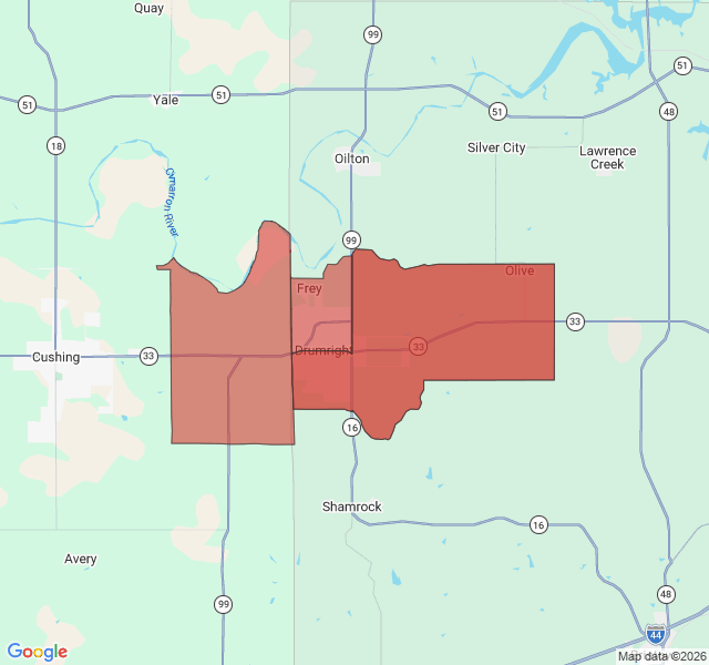 Map of septic coverage in Drumright, OK