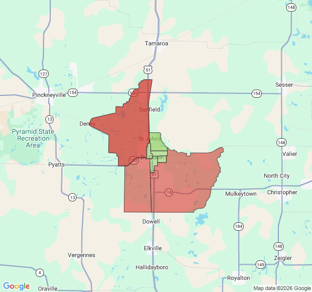 Map of septic coverage in Du Quoin, IL