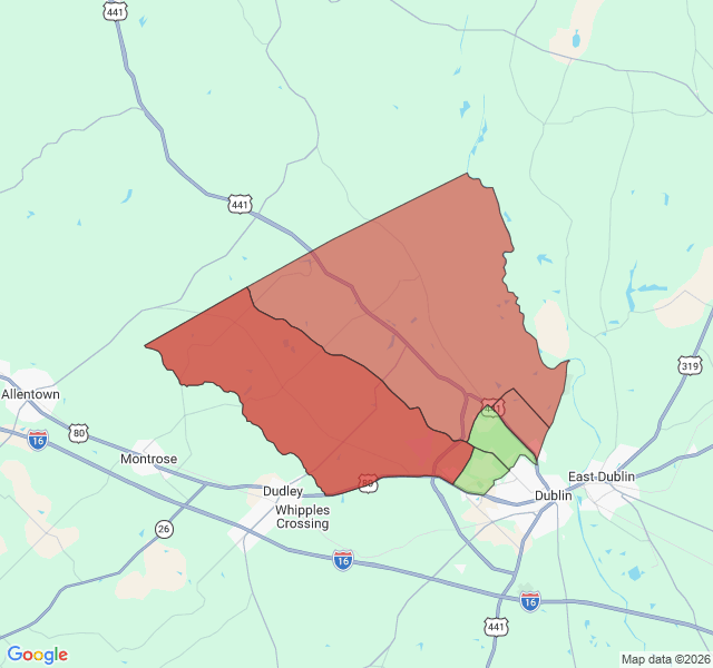 Map of septic coverage in Dublin, GA