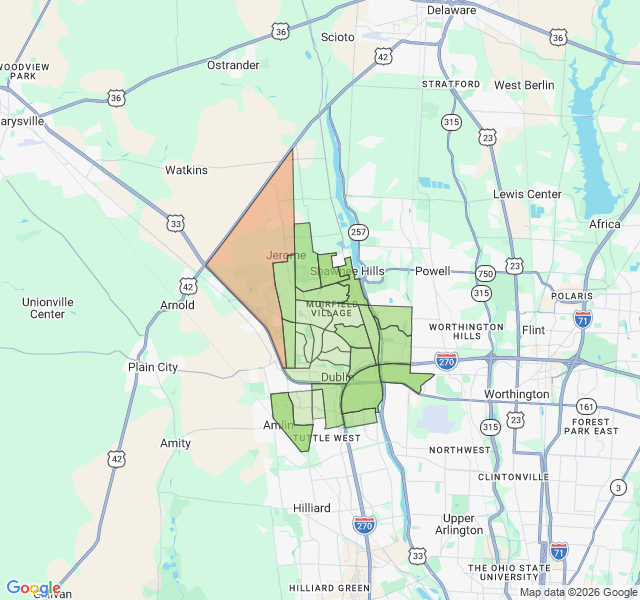 Map of septic coverage in Dublin, OH