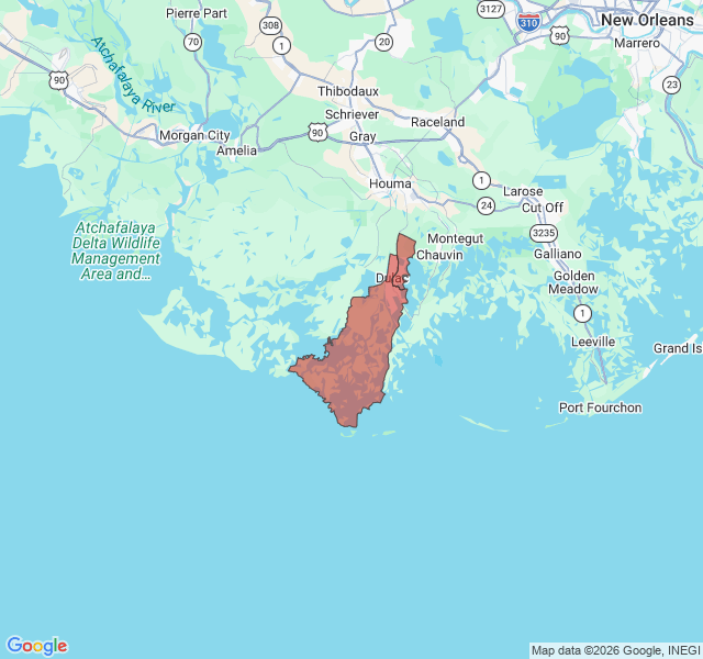 Map of septic coverage in Dulac, LA