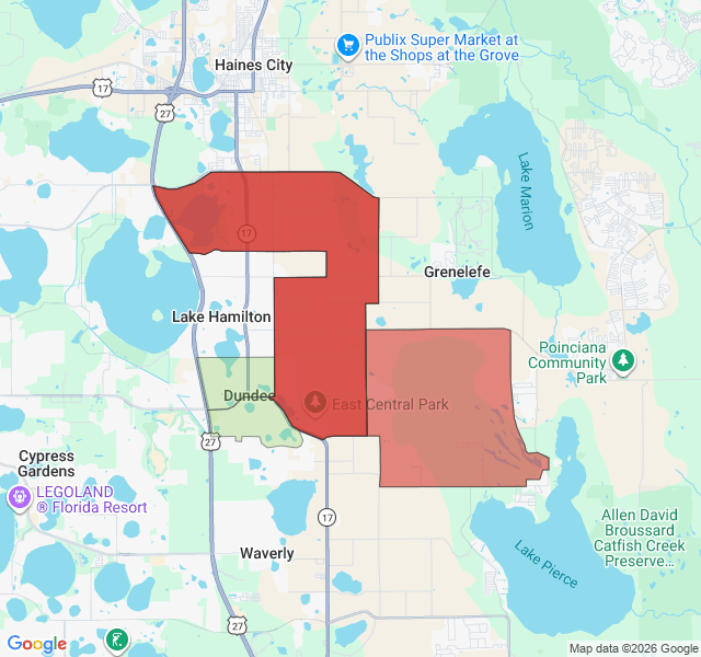 Map of septic coverage in Dundee, FL